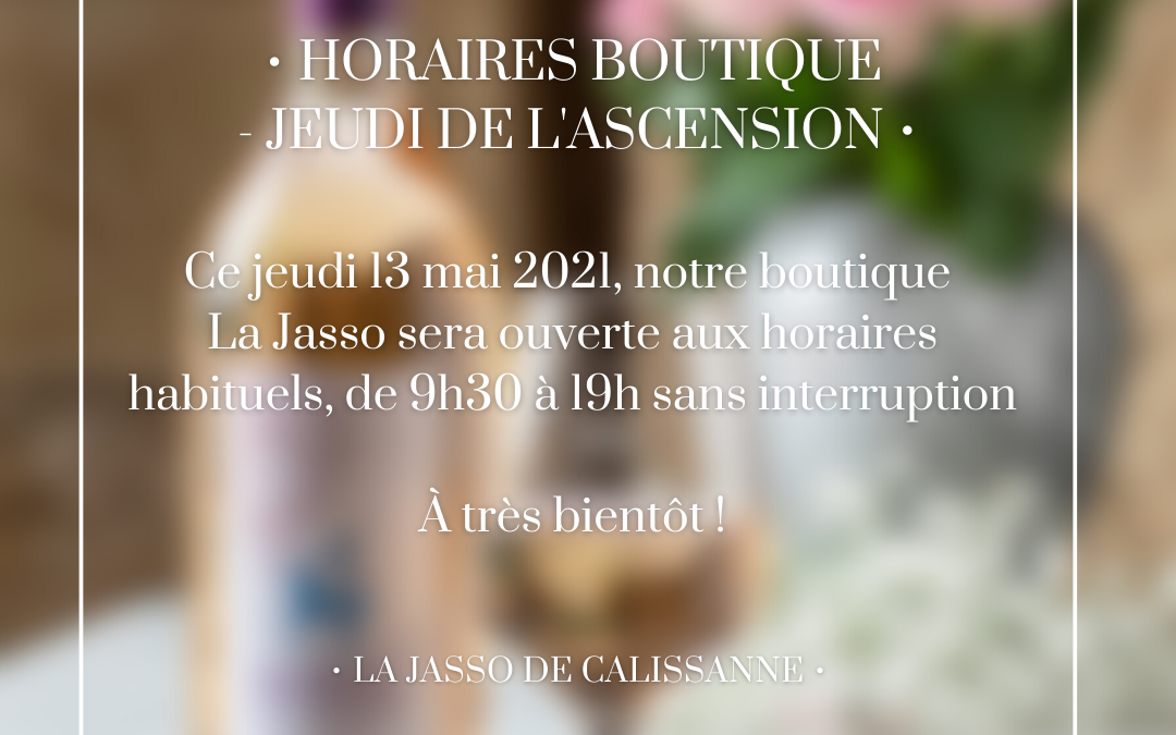 Horaires de la boutique – Journée de l’Ascension