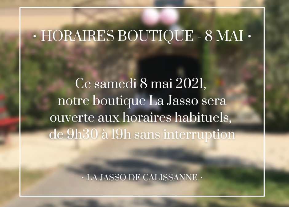 Horaires de la boutique – Journée du 8 Mai